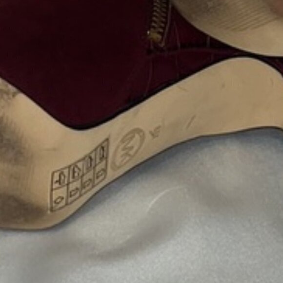 Michael Kors Sammy Ankle Boot Merlot Suede Embossed Leather Heeled Bootie Size 8 - Picture 8 of 11
